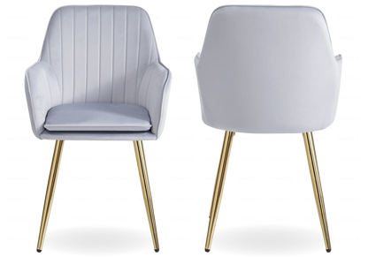 Lot de 2 chaises en gris et pieds dorés | Nexo