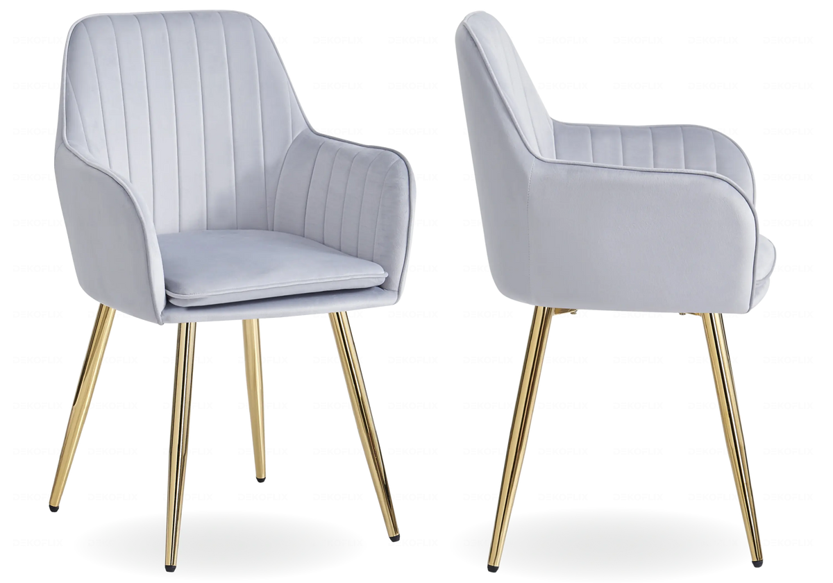 Lot de 2 chaises en gris et pieds dorés | Nexo