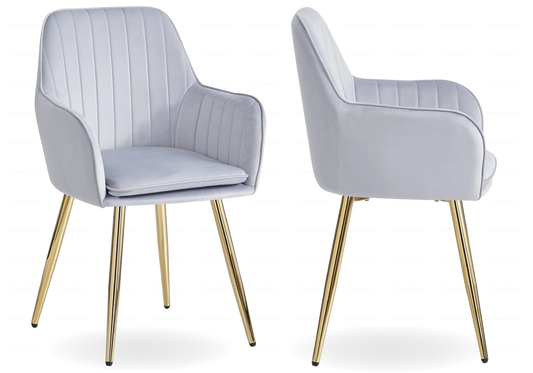Lot de 2 chaises en gris et pieds dorés | Nexo