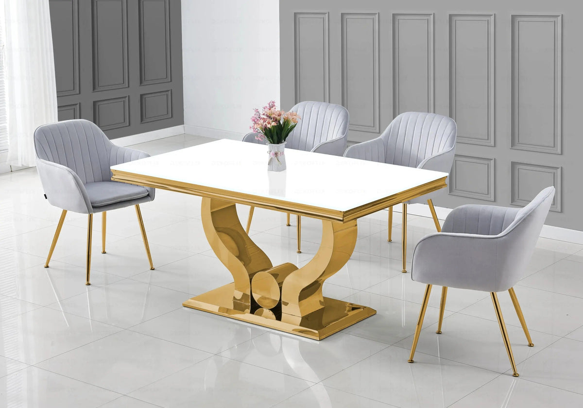 Lot de 2 chaises en gris et pieds dorés | Nexo