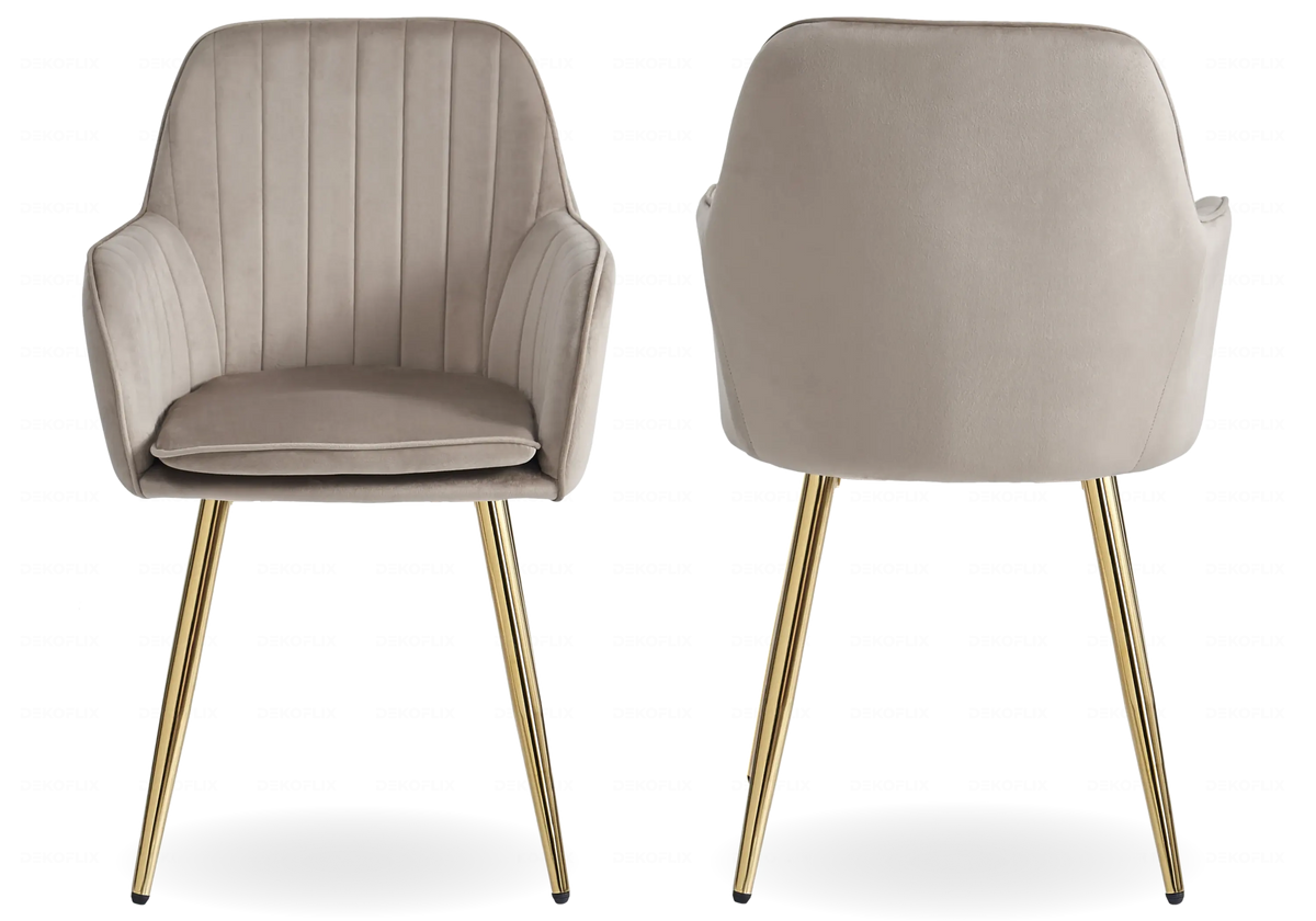 Lot de 2 chaises en taupe pieds dorés | Nexo