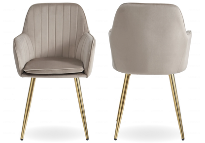 Lot de 2 chaises en taupe pieds dorés | Nexo