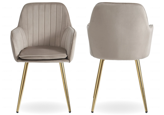 Lot de 2 chaises en taupe pieds dorés | Nexo