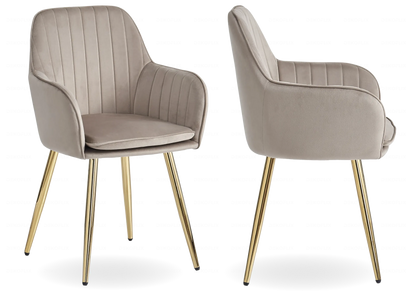 Lot de 2 chaises en taupe pieds dorés | Nexo