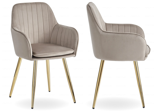 Lot de 2 chaises en taupe pieds dorés | Nexo