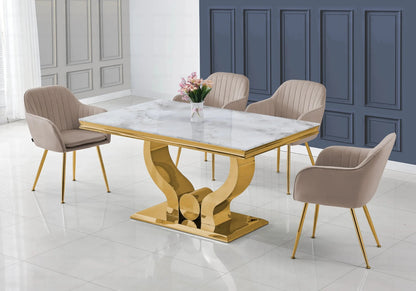 Lot de 2 chaises en taupe pieds dorés | Nexo