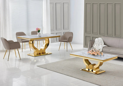 Lot de 2 chaises en taupe pieds dorés | Nexo