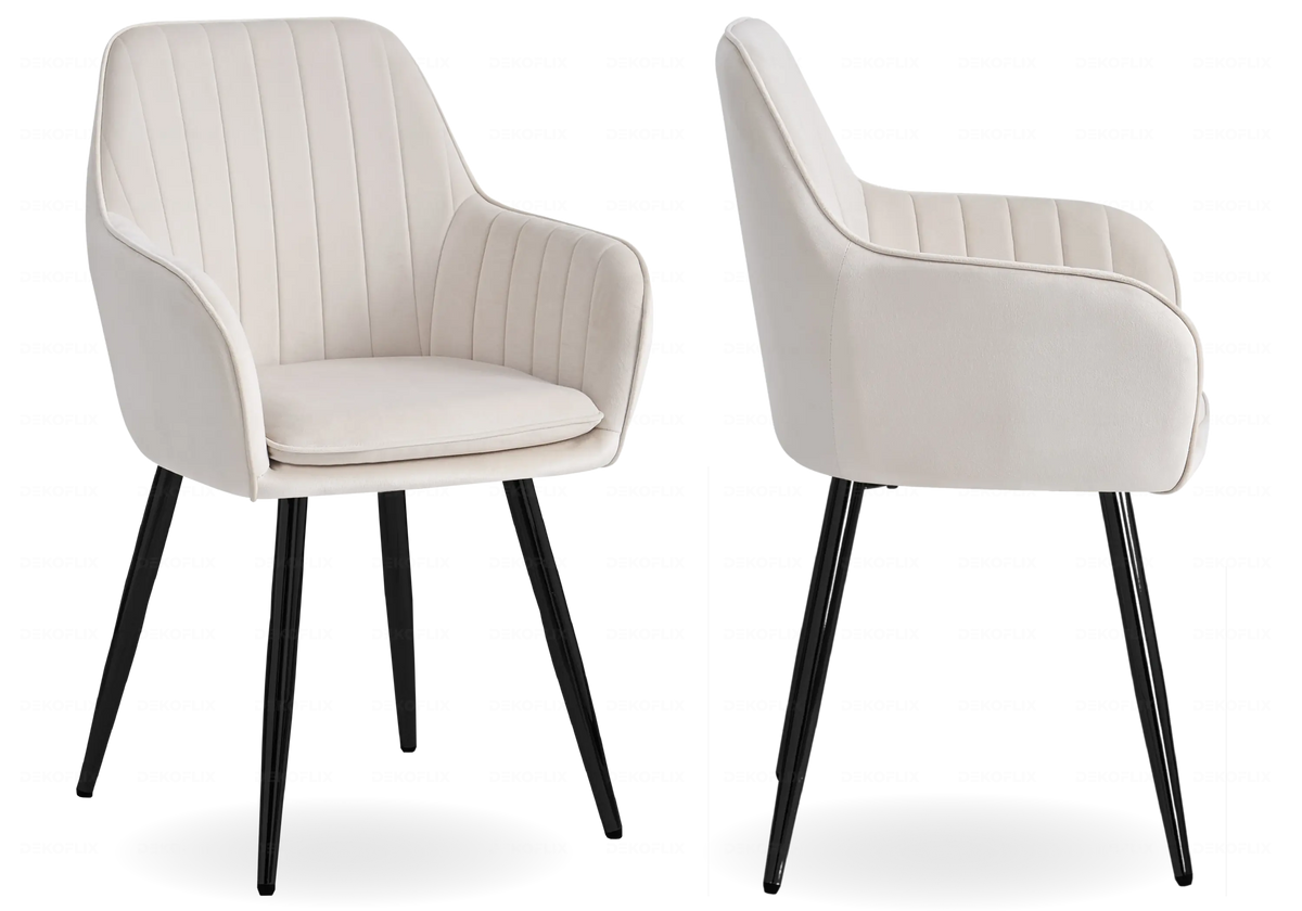 Lot de 2 chaises en beige et acier noir | Nexo