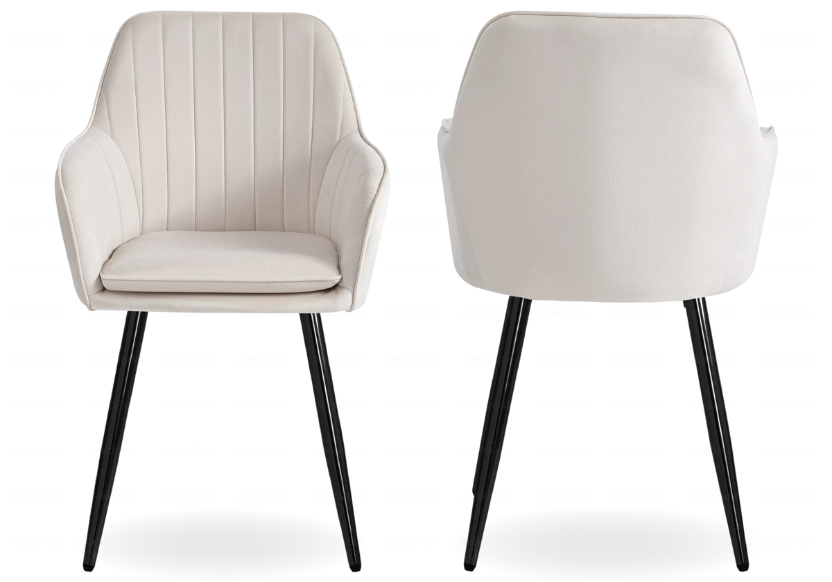 Lot de 2 chaises en beige et acier noir | Nexo