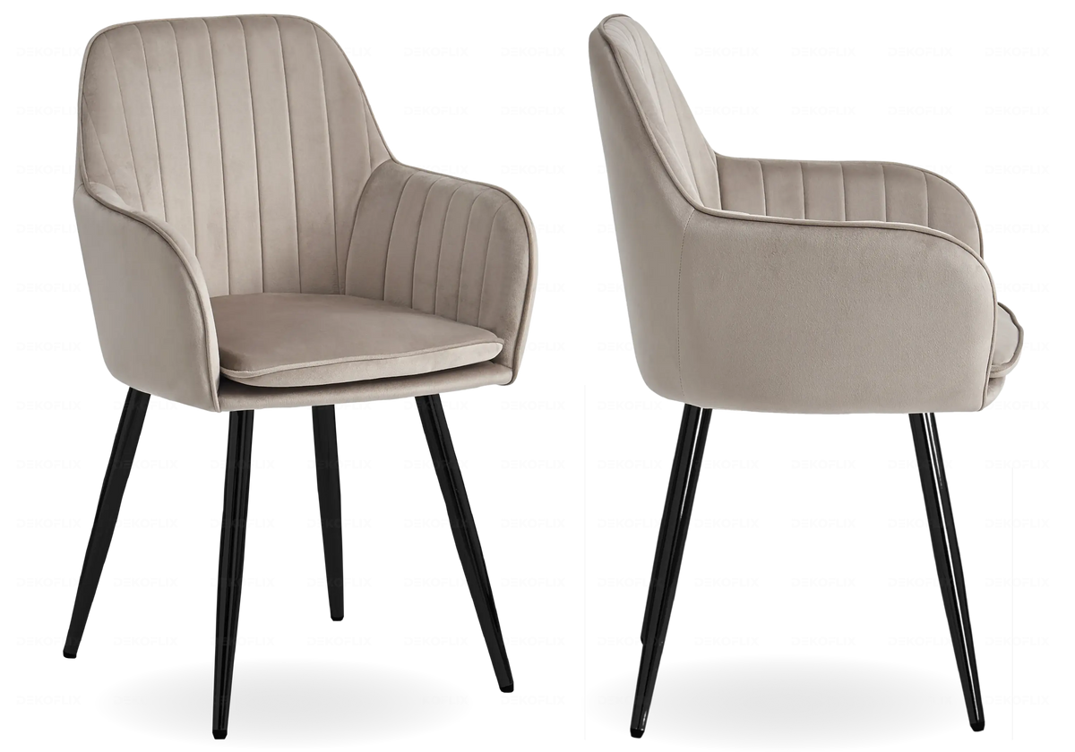 Lot de 2 chaises fauteuils en taupe et noir | Nexo