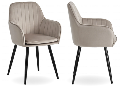 Lot de 2 chaises fauteuils en taupe et noir | Nexo