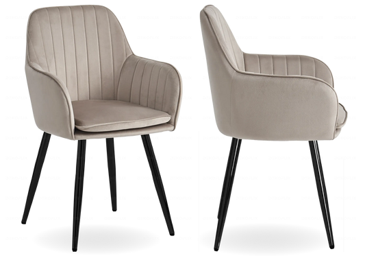 Lot de 2 chaises fauteuils en taupe et noir | Nexo