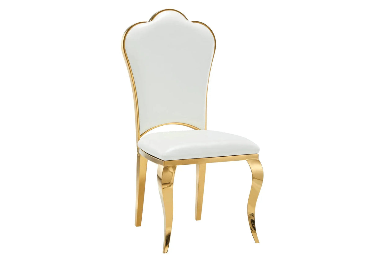 Lot de 4 chaises baroques médaillon blanc et doré | Nexa