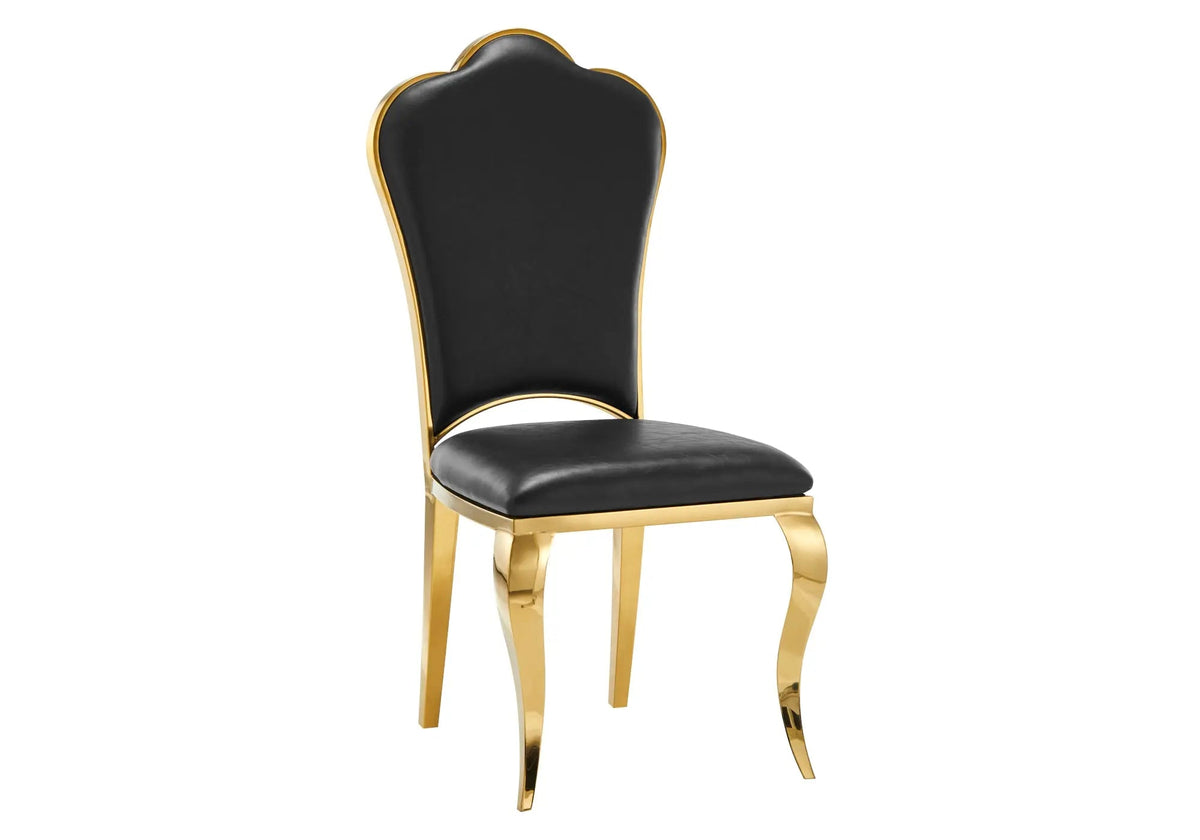 Lot de 4 chaises baroques médaillon noir et doré | Nexa