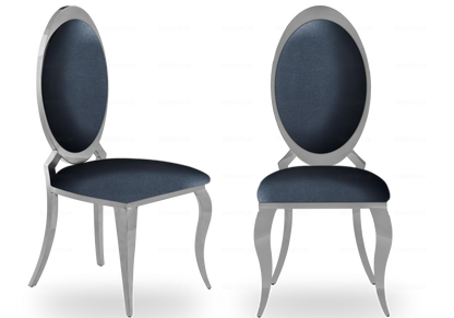 4 chaises médaillon simili-cuir noir et argent | Novex