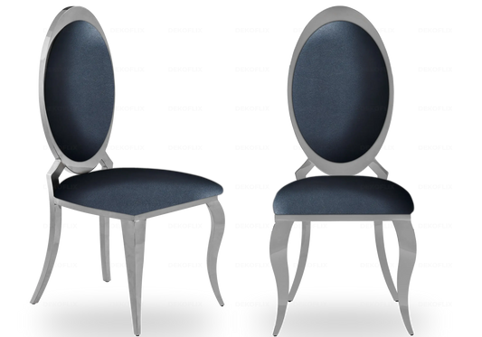4 chaises médaillon simili-cuir noir et argent | Novex
