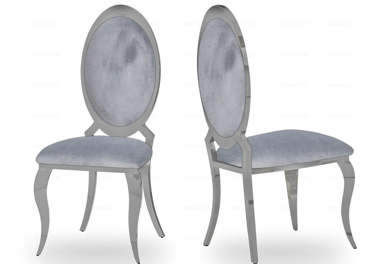 Lot de 4 chaises médaillon gris et argent | Novex