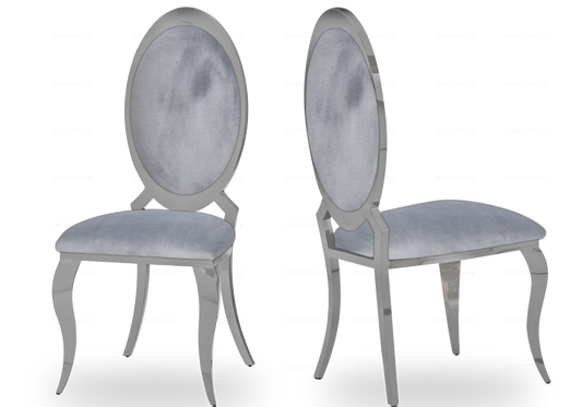 Lot de 4 chaises médaillon gris et argent | Novex