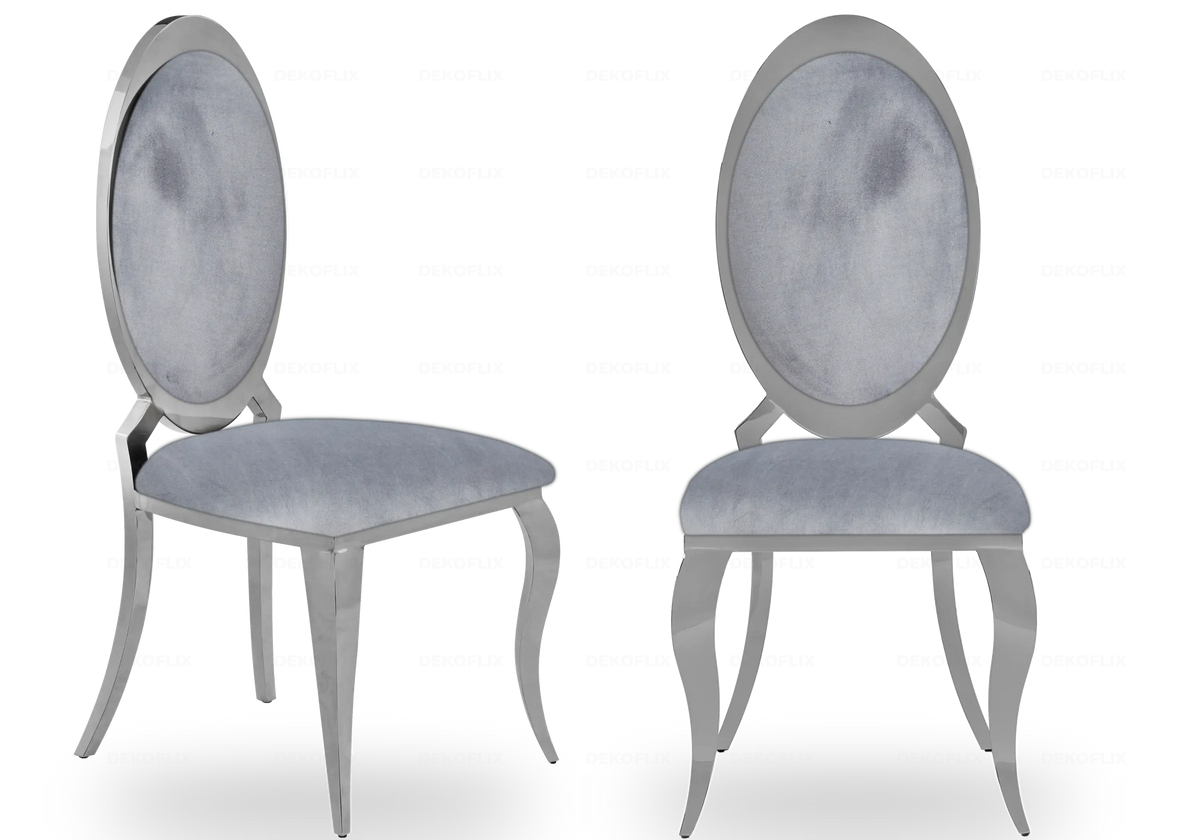 Lot de 4 chaises médaillon gris et argent | Novex