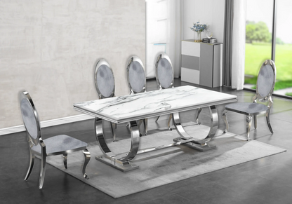 Lot de 4 chaises médaillon gris et argent | Novex
