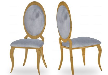 Lot de 4 chaises médaillon en gris et doré | Novex