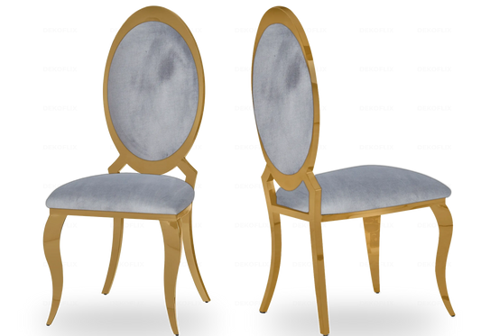Lot de 4 chaises médaillon en gris et doré | Novex