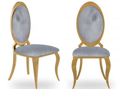 Lot de 4 chaises médaillon en gris et doré | Novex