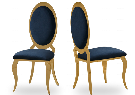 Lot de 4 chaises médaillon en noir et doré | Novex