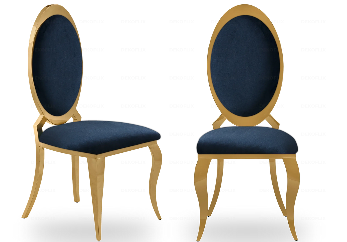 Lot de 4 chaises médaillon en noir et doré | Novex