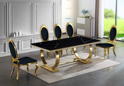 Lot de 4 chaises médaillon en noir et doré | Novex
