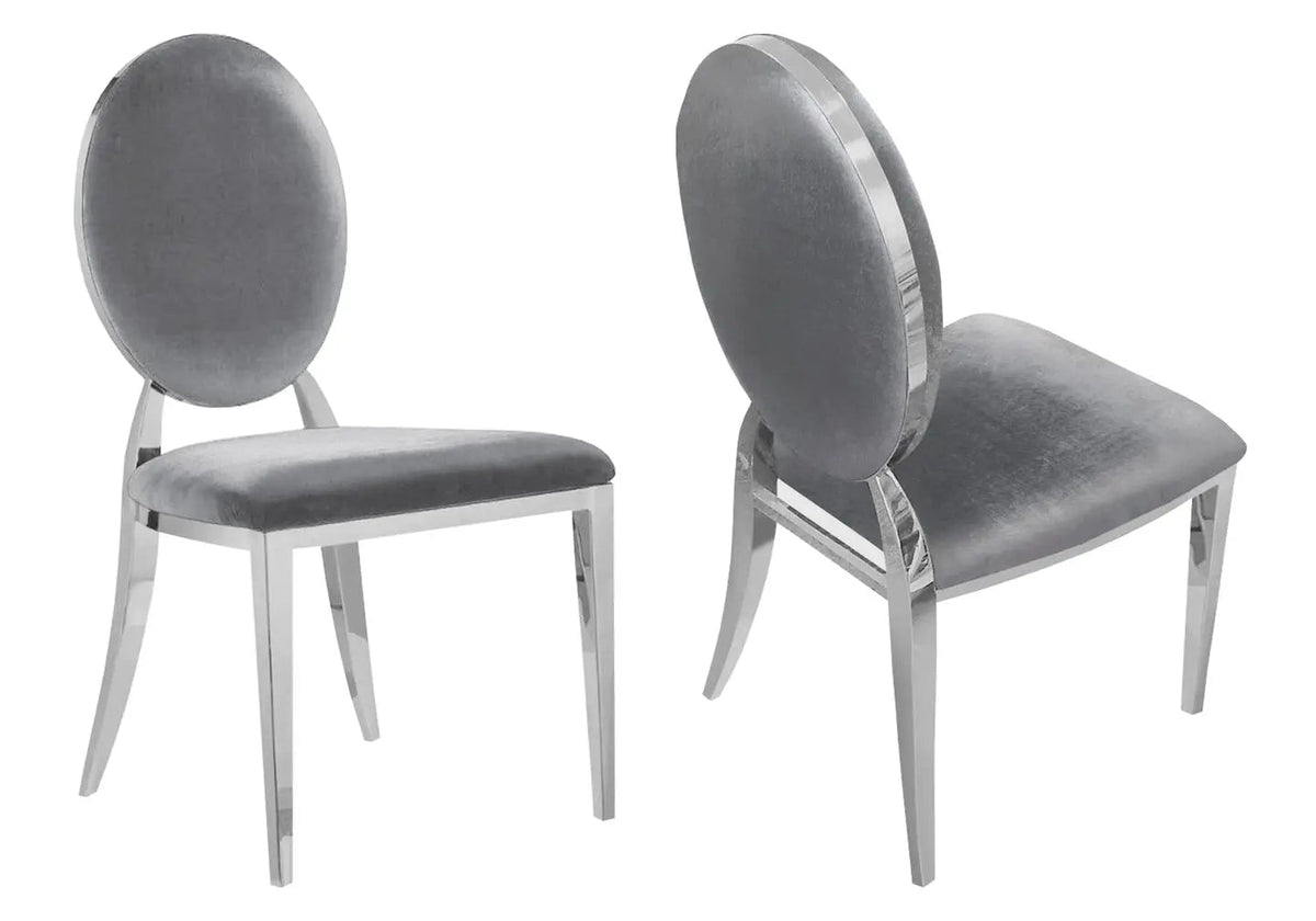 Lot de 4 chaises médaillon en gris et argent | Iris