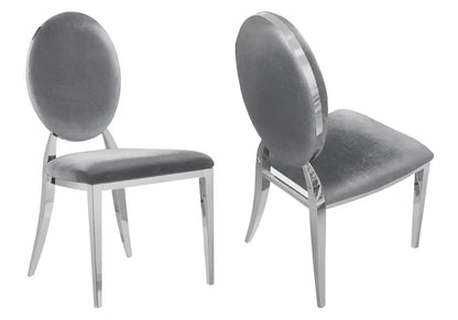 Lot de 4 chaises médaillon en gris et argent | Iris