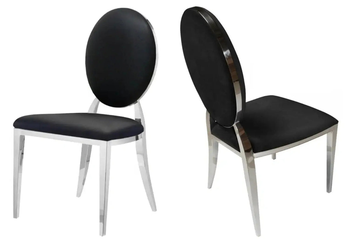 Lot de 4 chaises médaillon noir et argent | Iris