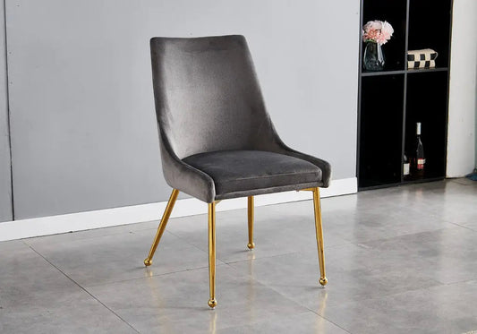 Lot de 4 chaises gris à poignée et pieds or | Velox
