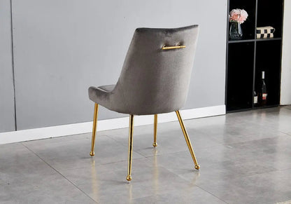 Lot de 4 chaises gris à poignée et pieds or | Velox