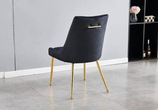 Lot de 4 chaises en noir et pieds dorés | Velox