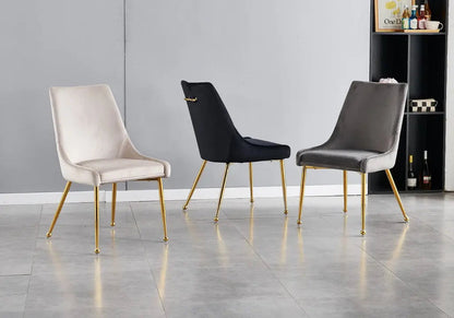 Lot de 4 chaises en noir et pieds dorés | Velox