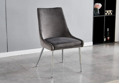 Lot de 4 chaises en gris et pieds argentés | Velox