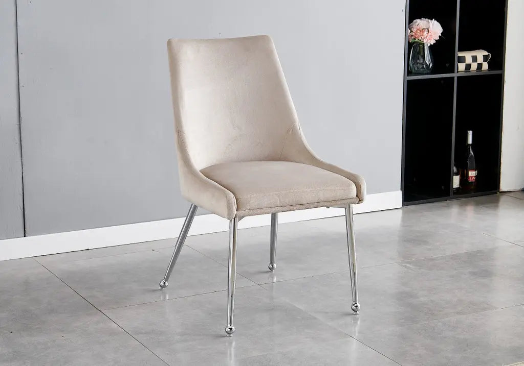 Lot de 4 chaises taupe à pieds argentés | Velox