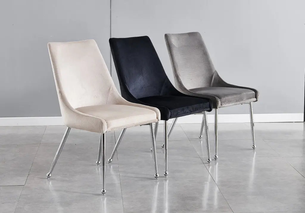 Lot de 4 chaises taupe à pieds argentés | Velox