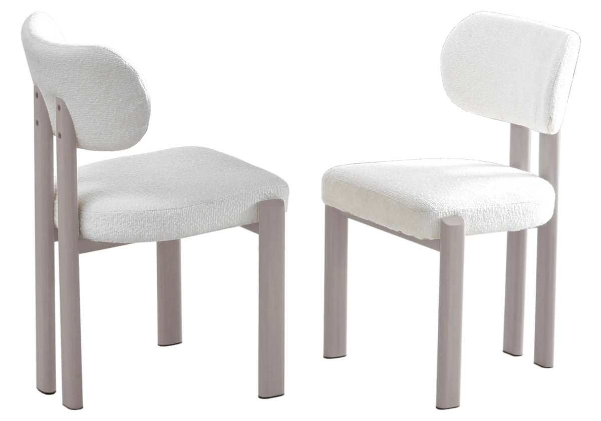4 chaises de salle à manger bouclées et travertin | Zorix