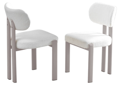 4 chaises de salle à manger bouclées et travertin | Zorix