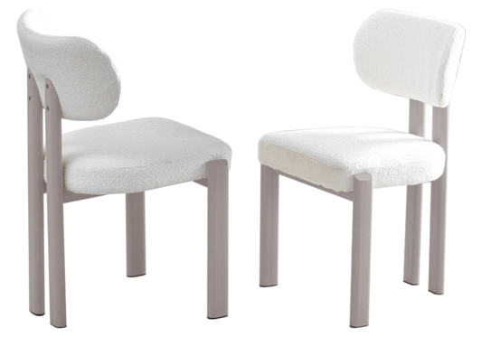 4 chaises de salle à manger bouclées et travertin | Zorix