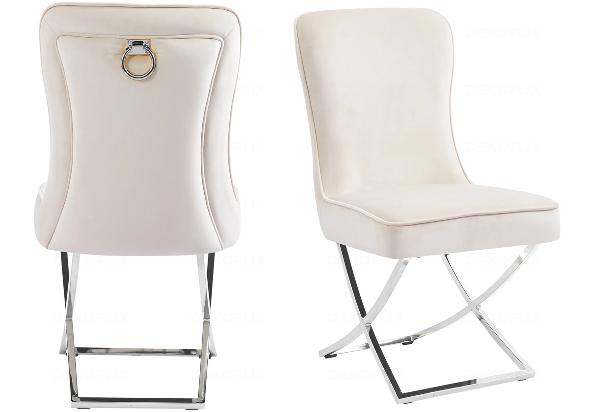 Lot de 2 chaises en beige avec anneau | Zenix