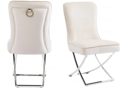 Lot de 2 chaises en beige avec anneau | Zenix