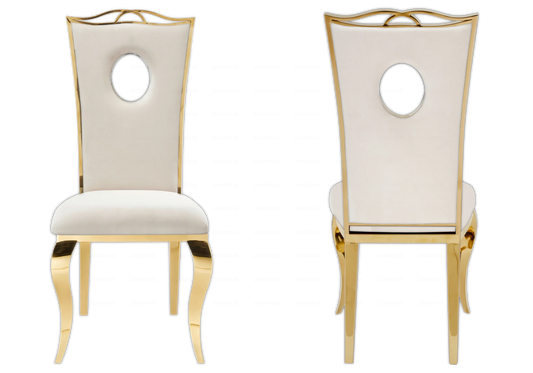 Chaise médaillon baroque en beige et dorée | Kivo