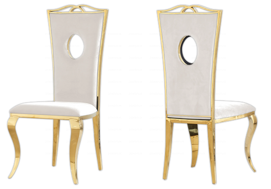 Chaise médaillon baroque en beige et dorée | Kivo