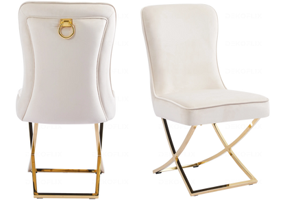 Lot de 2 chaises en beige doré avec anneau | Zenix