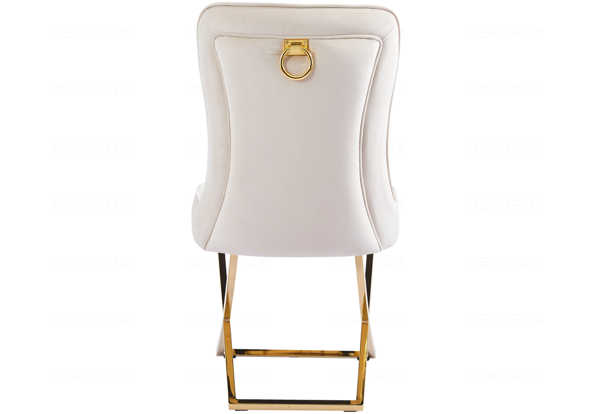 Lot de 2 chaises en beige doré avec anneau | Zenix