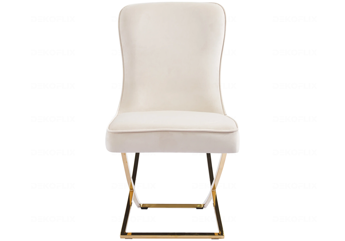Lot de 2 chaises en beige doré avec anneau | Zenix